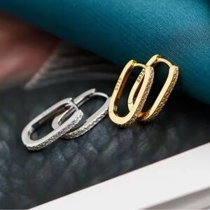 high-quality 925 Sterling Silver Crystal Hoop Earrings